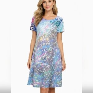 Cubism Dress Women’s Size  Medium Multicolor Vacation  Lightweight Made In USA